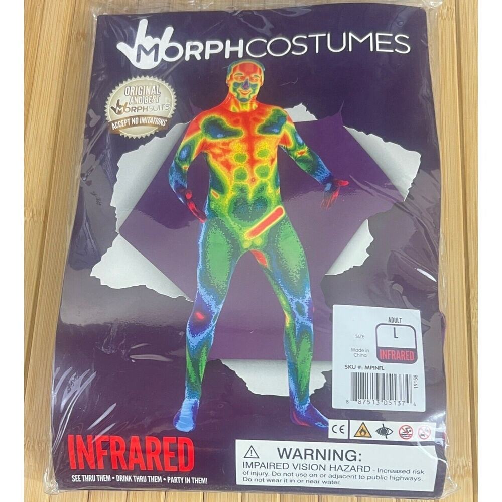 New Infrared Morphsuit Adult Halloween Costumes Skin Suit Cosplay Dress Up NWT